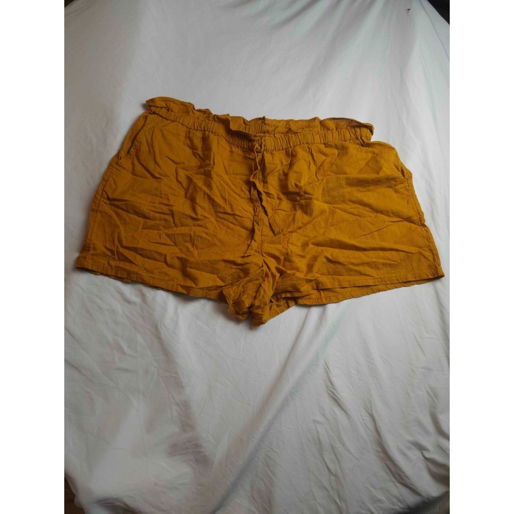 Melrose And Market Shorts Womens 2X Yellow Paperbag Waist Drawstring Casual